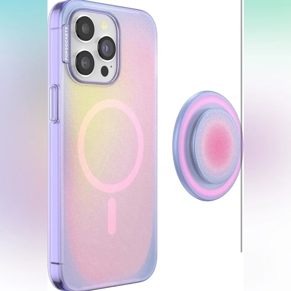 PopSockets iPhone 15 Pro Max Case w/ Round Phone Grip Compatible w/ MagSafe 0125
